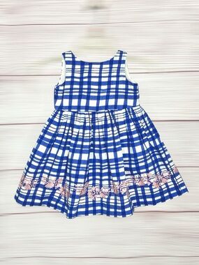 Bonpoint Girl's Summer Dress Sleeveless Fit & Flare Blue White Plaid Cotton Sz 4